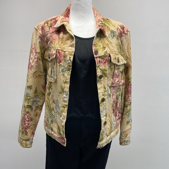 Vintage Carol Antone Floral Jean Jacket - Size Large - Picture 6 of 10